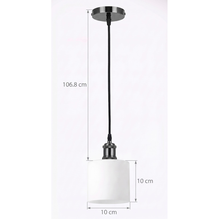 BRILAGI - LED viseči lestenec na vrvici RETRO GLASS 1xE27/60W/230V premer 10 cm črna/bela