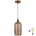 Brilagi - LED viseči lestenec na vrvici RETRO GLASS 1xE27/60W/230V premer 14 cm bakrena/dimno rjava