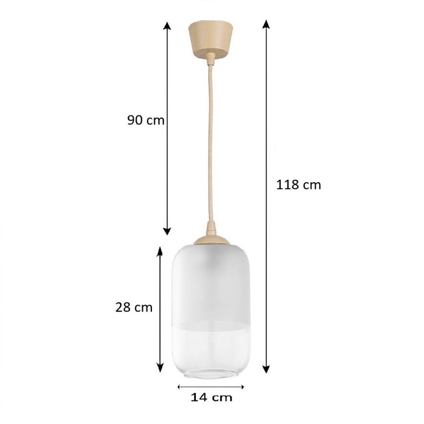 BRILAGI - LED viseči lestenec na vrvici RETRO GLASS 1xE27/60W/230V Ø 14 cm bež/bela