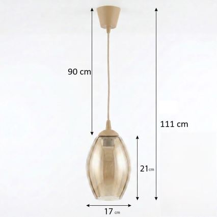 Brilagi - LED viseča svetilka na kablu RETRO GLASS 1xE27/60W/230V, premer 17 cm, bež/dimno bež