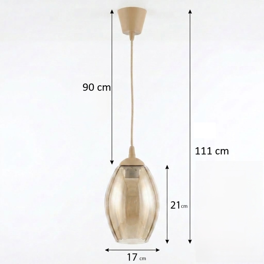 Brilagi - LED viseča svetilka na kablu RETRO GLASS 1xE27/60W/230V, premer 17 cm, bež/dimno bež