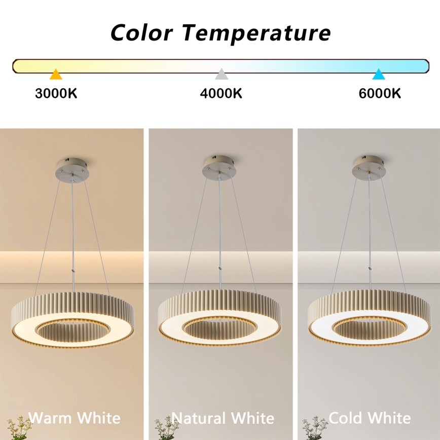 Brilagi - LED zatemljiv lestenec na kablu LUMIX LED/48W/230V 3000-6000K bež premer 50 cm + daljinski upravljalnik