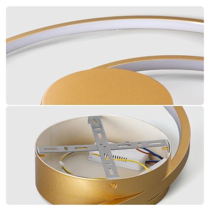 Brilagi - LED zatemnjivo stropno svetilo TWISTER LED/105W/230V 3000-6000K, premer 100 cm, v zlati barvi + z daljinskim upravljalnikom