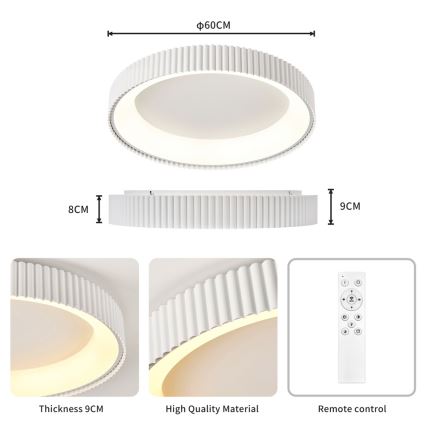 Brilagi - LED stropna svetilka z zatemnjevanjem FALCON MODERN LED/54W/230V 3000-6000K 60 cm bela + daljinski upravljalnik