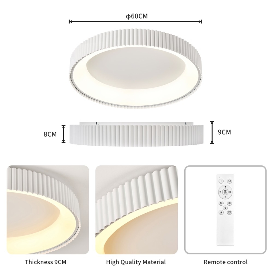 Brilagi - LED stropna svetilka z zatemnjevanjem FALCON MODERN LED/54W/230V 3000-6000K 60 cm bela + daljinski upravljalnik