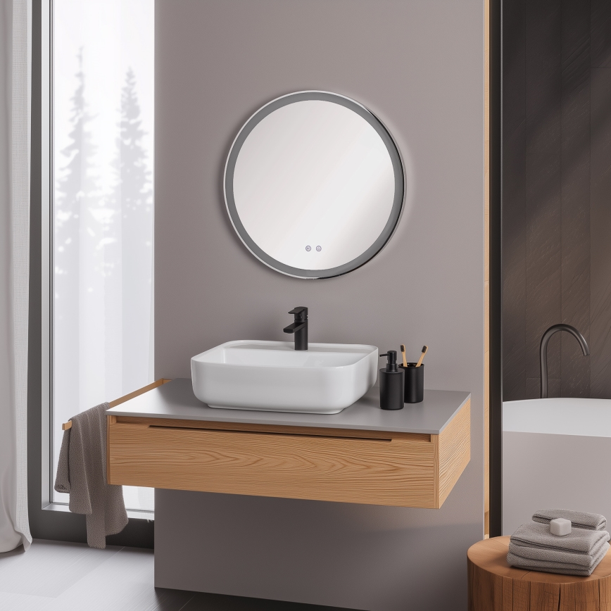 Brilagi - LED zatemnjevalno kopalniško ogrevano ogledalo z osvetlitvijo ALU PRO LED/18W/230V Ø 60 cm 3000/4000/6500K IP44 sijajni krom CRI 90