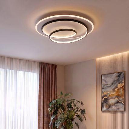 Brilagi - LED stropna svetilka z zatemnjevanjem FLARE LED/70W/230V 3000-6000K, premer 50 cm, bela/črna + daljinski upravljalnik