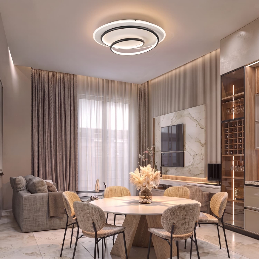 Brilagi - LED stropna svetilka z zatemnjevanjem FLARE LED/70W/230V 3000-6000K, premer 50 cm, bela/črna + daljinski upravljalnik