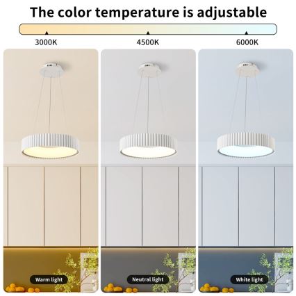 Brilagi - zatemljiv LED lestenec na kablu FALCON MODERN LED/30W/230V 3000–6000K Ø 40 cm, bela + daljinski upravljalnik