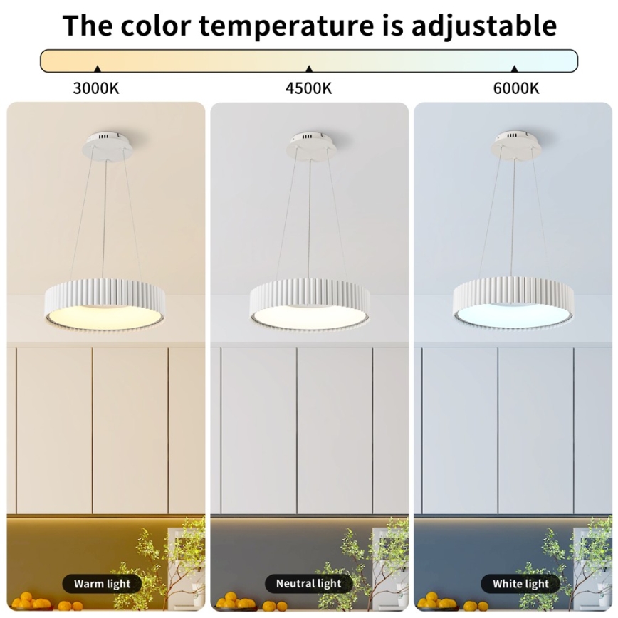 Brilagi - zatemljiv LED lestenec na kablu FALCON MODERN LED/30W/230V 3000–6000K Ø 40 cm, bela + daljinski upravljalnik