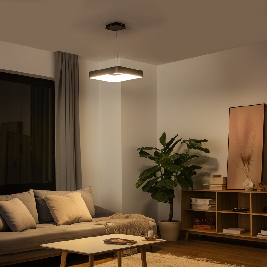 Brilagi - LED zatemljiv lestenec na kablu FALCON II LED/80W/230V 3000-6500K 40x40 cm črna + daljinski upravljalnik