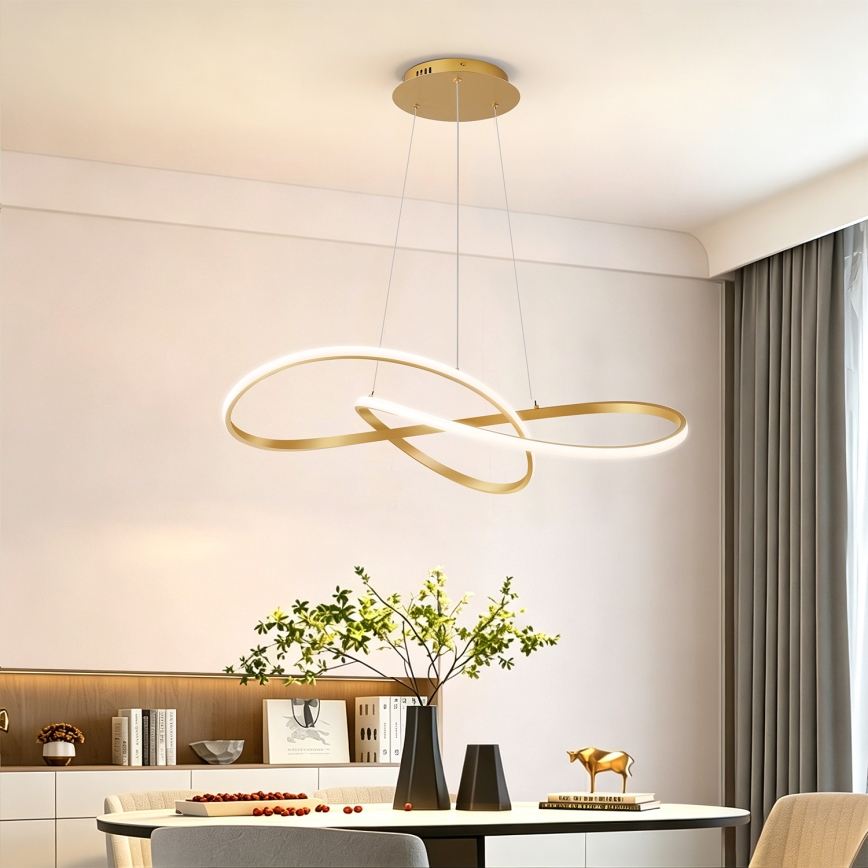 Brilagi - LED zatemnjevalni lestenec na kablu INFINITY LED/80W/230V 3000-6000K 80x80 cm v zlati barvi + daljinski upravljalnik