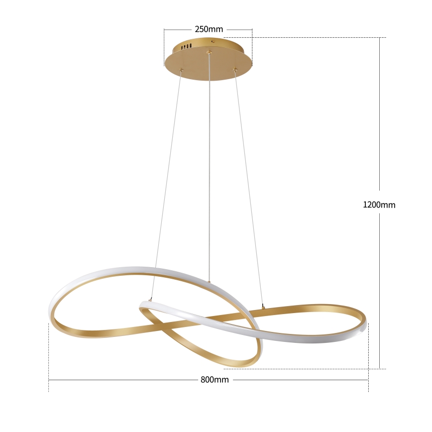 Brilagi - LED zatemnjevalni lestenec na kablu INFINITY LED/80W/230V 3000-6000K 80x80 cm v zlati barvi + daljinski upravljalnik