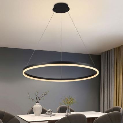 Brilagi - LED zatemnjiva viseča svetilka na kablu CIRCLE LED/55W/230V 3000-6500K Ø 80 cm črna + daljinski upravljalnik
