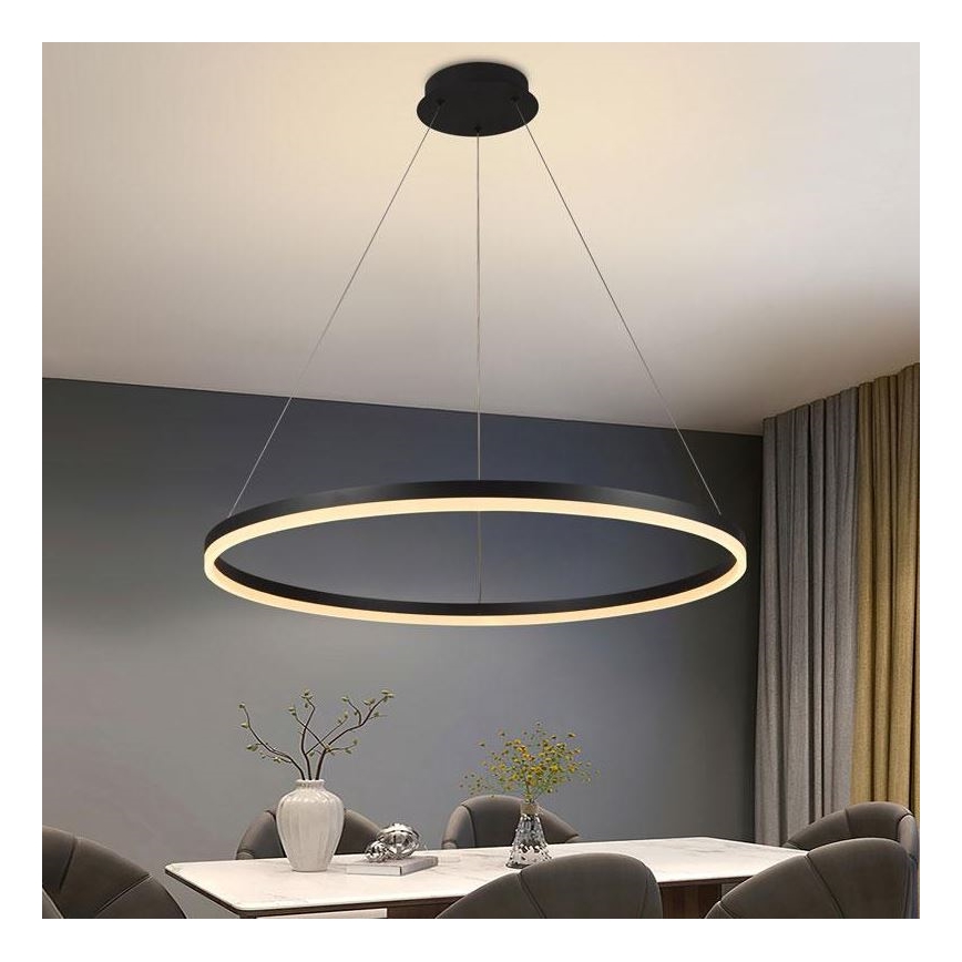 Brilagi - LED zatemnjiva viseča svetilka na kablu CIRCLE LED/55W/230V 3000-6500K Ø 80 cm črna + daljinski upravljalnik