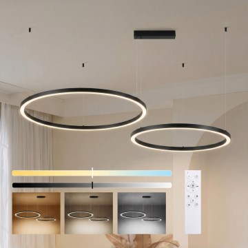Brilagi - LED zatemljiv lestenec na kablu PORTOFINO LED/98W/230V 3000-6000K črna + daljinski upravljalnik