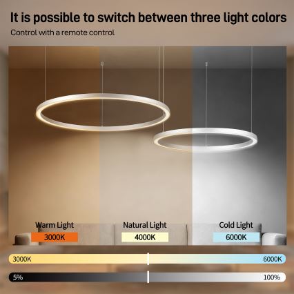 Brilagi - zatemnjevalni LED lestenec na kablu PORTOFINO LED/98W/230V 3000-6000K srebrn + daljinski upravljalnik