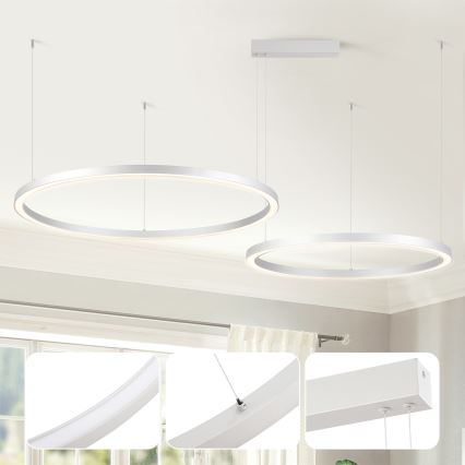 Brilagi - zatemnjevalni LED lestenec na kablu PORTOFINO LED/98W/230V 3000-6000K srebrn + daljinski upravljalnik