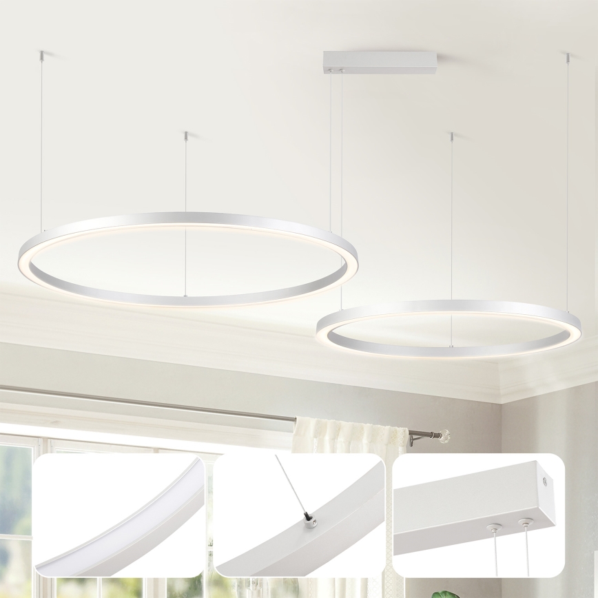 Brilagi - zatemnjevalni LED lestenec na kablu PORTOFINO LED/98W/230V 3000-6000K srebrn + daljinski upravljalnik