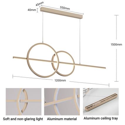 BRILAGI - LED zatemljiv lestenec na kablu SIGNATURE LED/53W/230V 3000-6000K 120 cm bež+ daljinsko upravljanje