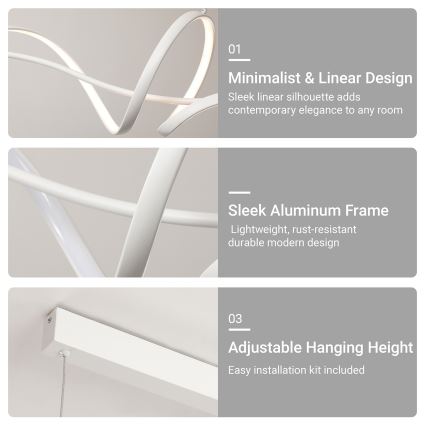 Brilagi - LED lestenec na kablu SIGNATURE z nastavljivo zatemnitvijo LED/55W/230V 3000–6000K 120x23 cm bel + daljinski upravljalnik