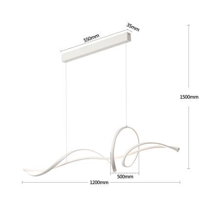 Brilagi - LED lestenec na kablu SIGNATURE z nastavljivo zatemnitvijo LED/55W/230V 3000–6000K 120x23 cm bel + daljinski upravljalnik