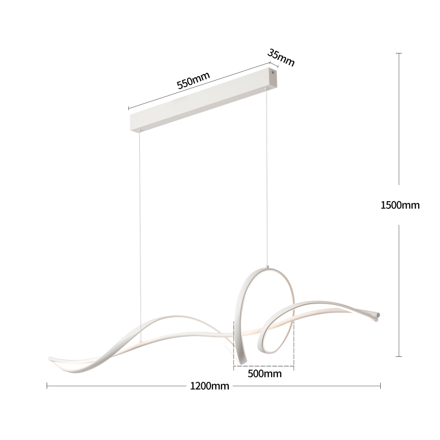 Brilagi - LED lestenec na kablu SIGNATURE z nastavljivo zatemnitvijo LED/55W/230V 3000–6000K 120x23 cm bel + daljinski upravljalnik