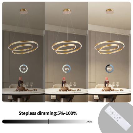 Brilagi - LED zatemljiv lestenec na kablu TWISTER LED/48W/230V 3000-6000K premer 50 cm zlata + z daljinskim upravljalnikom