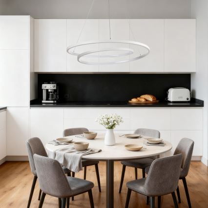 Brilagi - Zatemnljiv viseči lestenec na kablu TWISTER LED/75W/230V 3000-6000K Ø 70 cm bela + daljinski upravljalnik