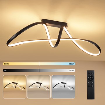 Brilagi - LED zatemljiv pritrjen stropni lestenec TWISTER LED/60W/230V 3000-6000K črna + daljinski upravljalnik