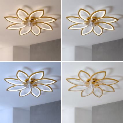 Brilagi - LED zatemljiv stropni ventilator LED/43W/230V premer 90 cm v zlati barvi + daljinski upravljalnik