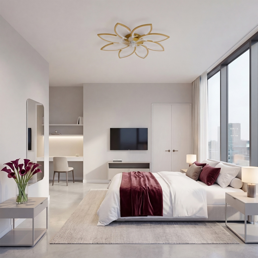 Brilagi - LED zatemljiv stropni ventilator LED/43W/230V premer 90 cm v zlati barvi + daljinski upravljalnik