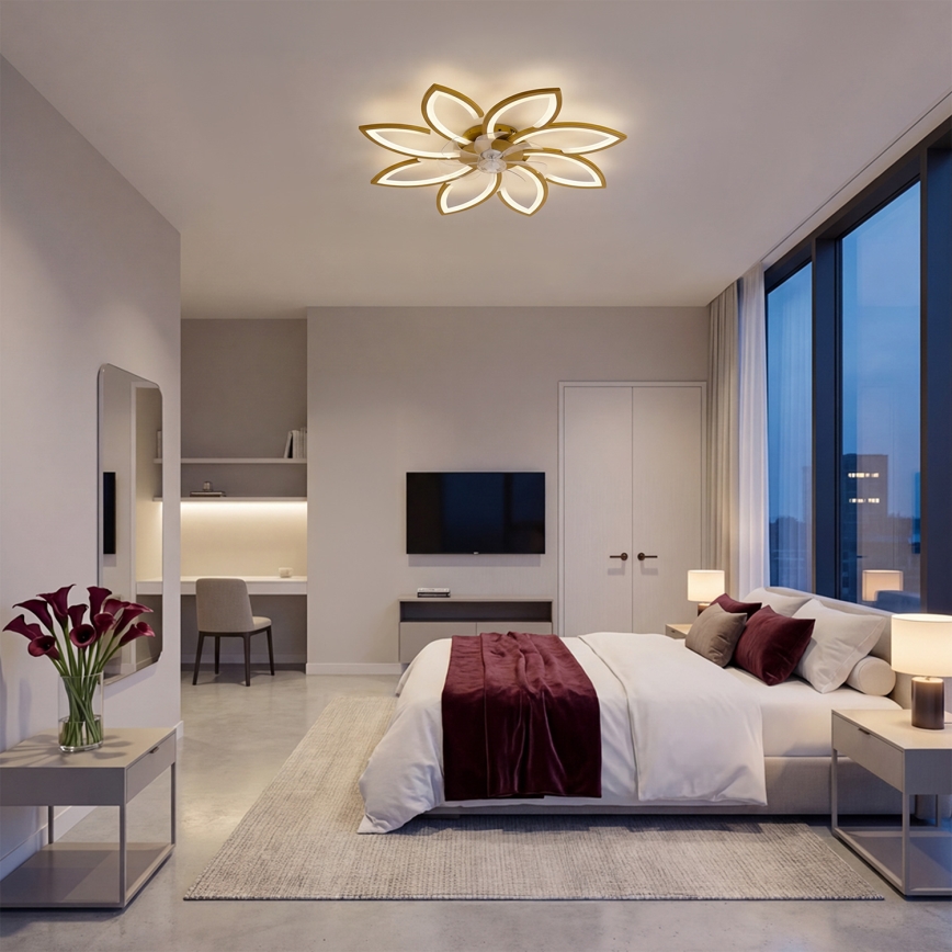 Brilagi - LED zatemljiv stropni ventilator LED/43W/230V premer 90 cm v zlati barvi + daljinski upravljalnik
