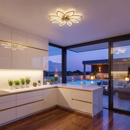 Brilagi - LED zatemljiv stropni ventilator LED/43W/230V premer 90 cm v zlati barvi + daljinski upravljalnik