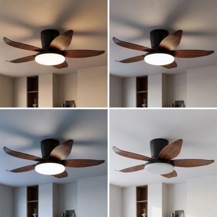 Brilagi - LED zatemnjevalen stropni ventilator LED/32W/230V 95 cm črna/rjava + daljinski upravljalnik
