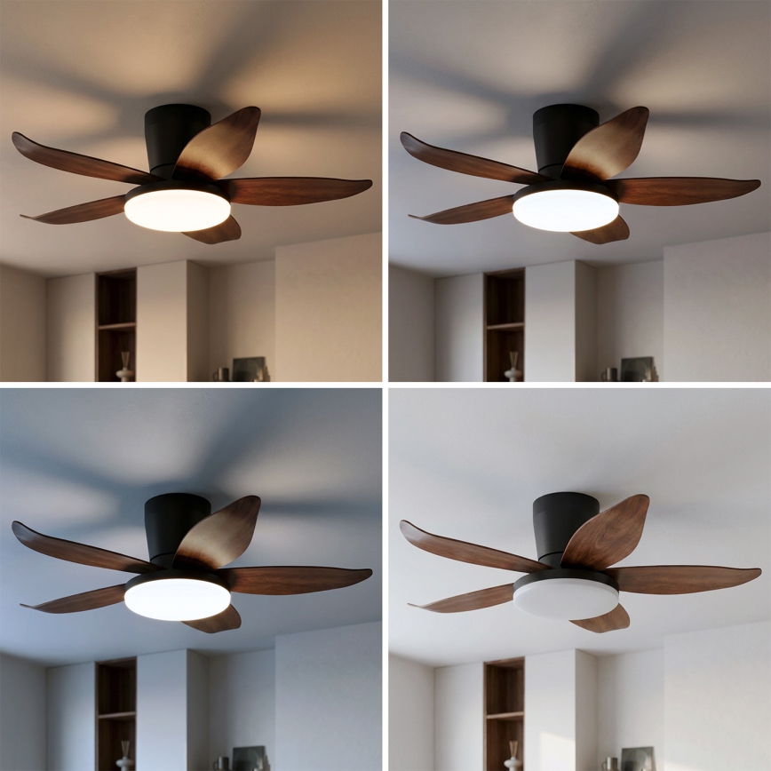 Brilagi - LED zatemnjevalen stropni ventilator LED/32W/230V 95 cm črna/rjava + daljinski upravljalnik
