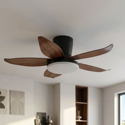 Brilagi - LED zatemnjevalen stropni ventilator LED/32W/230V 95 cm črna/rjava + daljinski upravljalnik