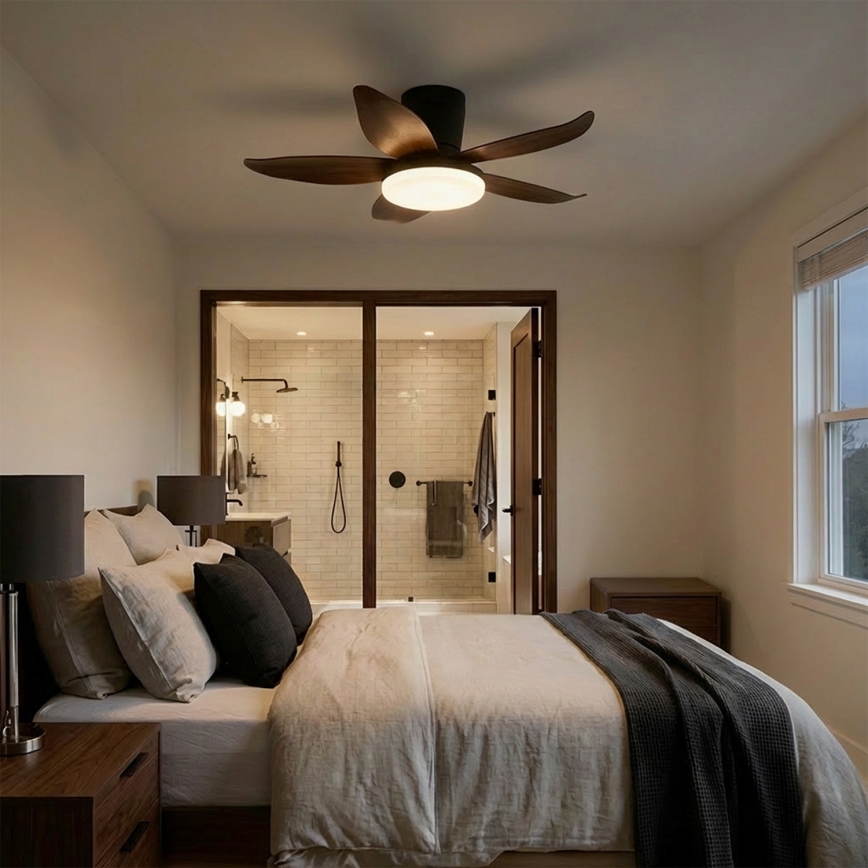 Brilagi - LED zatemnjevalen stropni ventilator LED/32W/230V 95 cm črna/rjava + daljinski upravljalnik