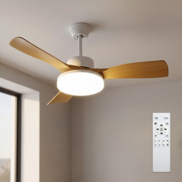 Brilagi - LED Zatemljiv stropni ventilator LED/34W/230V 106 cm bela/rjava + daljinski upravljalnik