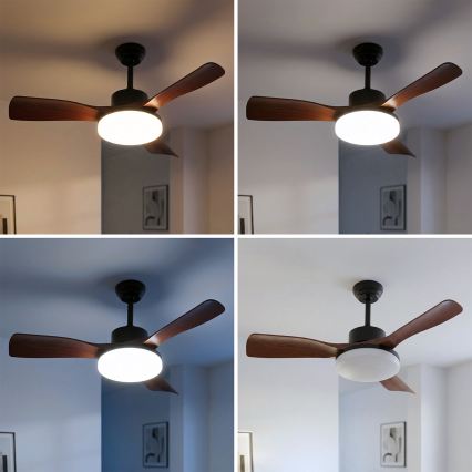 Brilagi - zatemljiv LED stropni ventilator LED/34W/230V 106 cm črna/rjava + daljinski upravljalnik