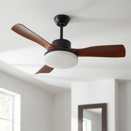 Brilagi - zatemljiv LED stropni ventilator LED/34W/230V 106 cm črna/rjava + daljinski upravljalnik