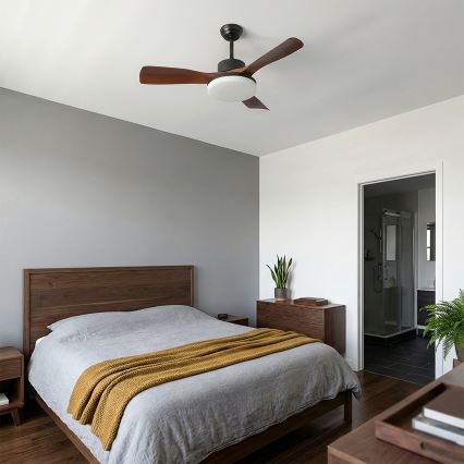 Brilagi - zatemljiv LED stropni ventilator LED/34W/230V 106 cm črna/rjava + daljinski upravljalnik