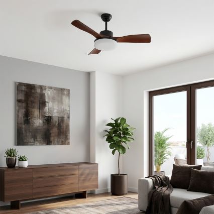 Brilagi - zatemljiv LED stropni ventilator LED/34W/230V 106 cm črna/rjava + daljinski upravljalnik