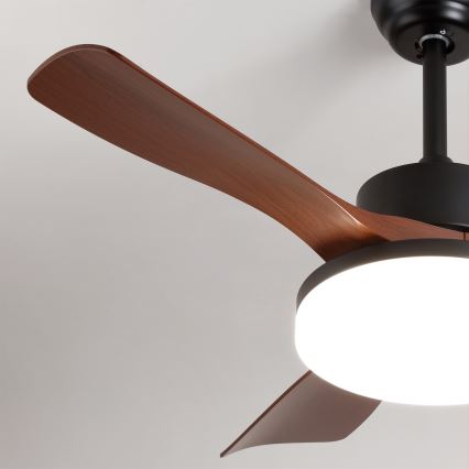Brilagi - zatemljiv LED stropni ventilator LED/34W/230V 106 cm črna/rjava + daljinski upravljalnik