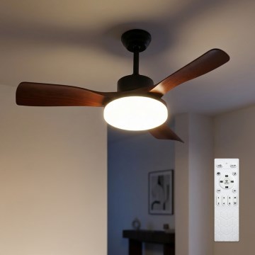 Brilagi - LED zatemljiv stropni ventilator LED/34W/230V 3000-6500K premer 106 cm črna/rjava + daljinski upravljalnik