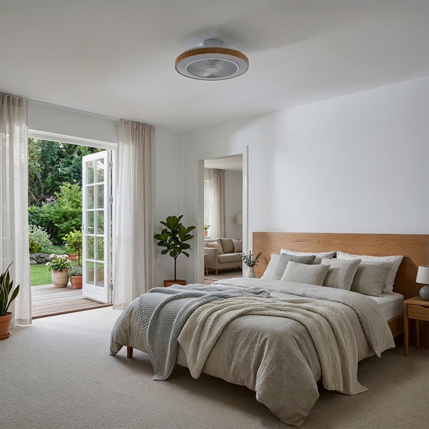 Brilagi - zatemnjevalni LED stropni ventilator LED/38W/230V 3000-6500K premer 50 cm bela/rjava + z daljinskim upravljalnikom