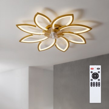 Brilagi - LED zatemljiv stropni ventilator LED/43W/230V premer 90 cm v zlati barvi + daljinski upravljalnik
