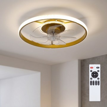Brilagi - LED zatemljiv stropni ventilator LED/66W/230V 55 cm bela/zlata + daljinski upravljalnik