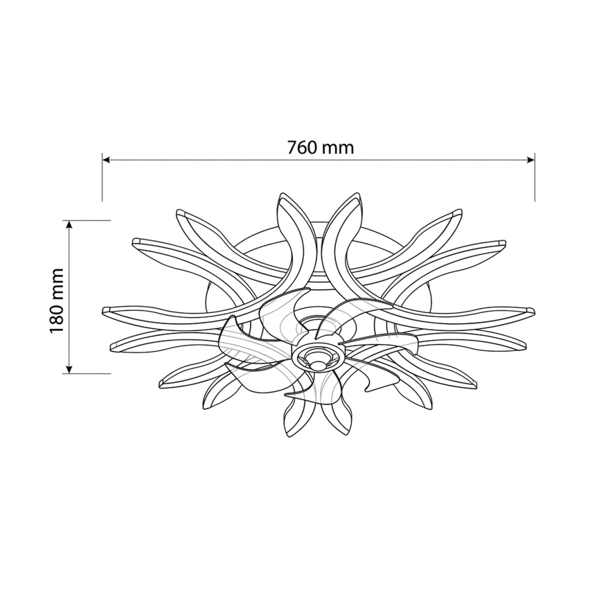 Brilagi - LED zatemljiv stropni ventilator LED/70W/230V premer 76 cm črn + daljinski upravljalnik