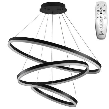 Brilagi - LED zatemljiv obesni lestenec CIRCLE LED/125W/230V 3000-6500K Ø 80 cm črn + daljinski upravljalnik